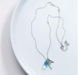 Blue Crystal Mermaid Necklace