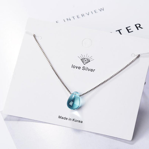 Blue Crystal Water Drop Necklaces
